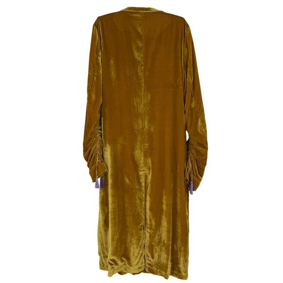 RARE Free People Golden Crushed Velvet Maxi Duster | Boho Cottagecore Whimsigoth - Picture 9 of 16